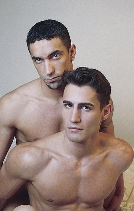 20P Two smooth latino muscle knights enjoy each other for camera