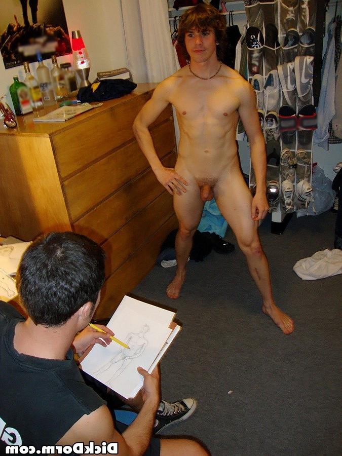 12P 2 college dudes draw each other in art class then suck and fuck eachother off in