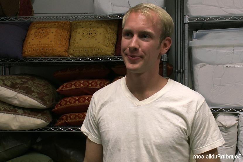 15P A studly blond straight dude gets tied up and used by a horny gay crowd.