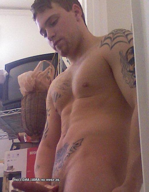 16P Tattooed stud shows off his stiff cock