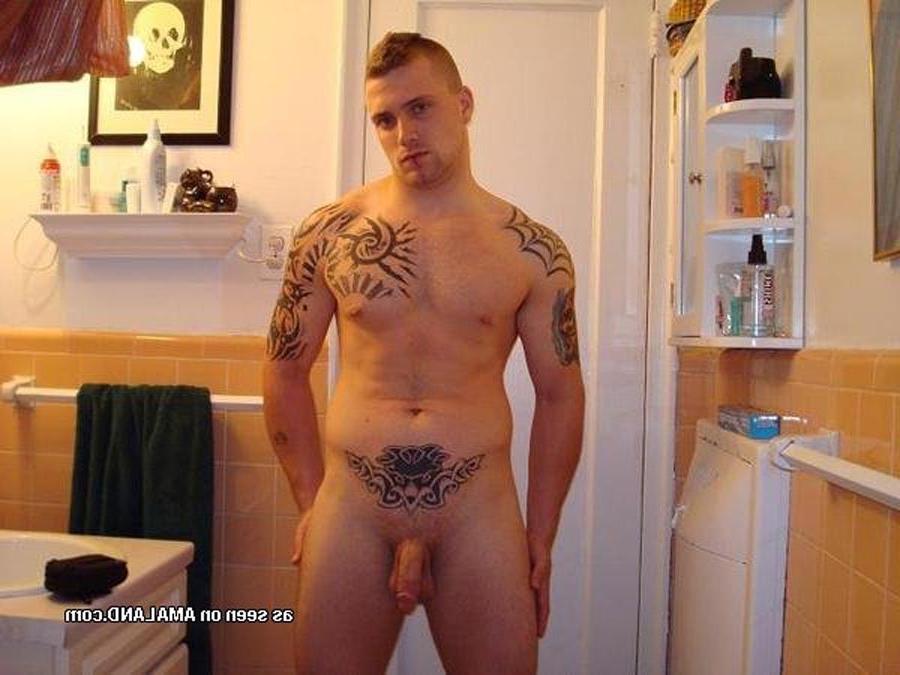 16P Tattooed stud shows off his stiff cock