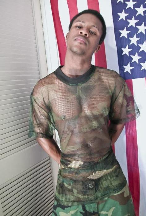 20P A black huge cock recruit enjoys stripping and showing off