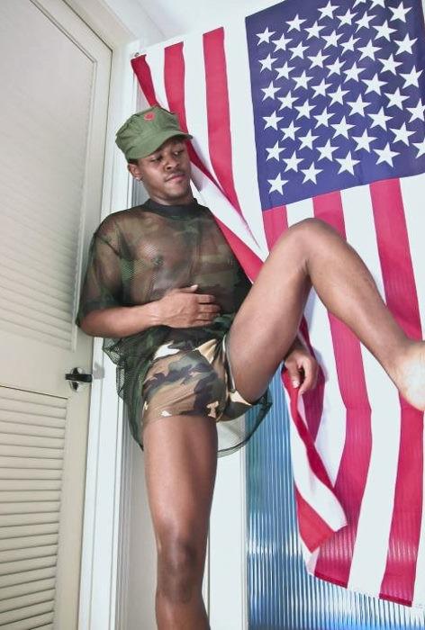 20P A black huge cock recruit enjoys stripping and showing off