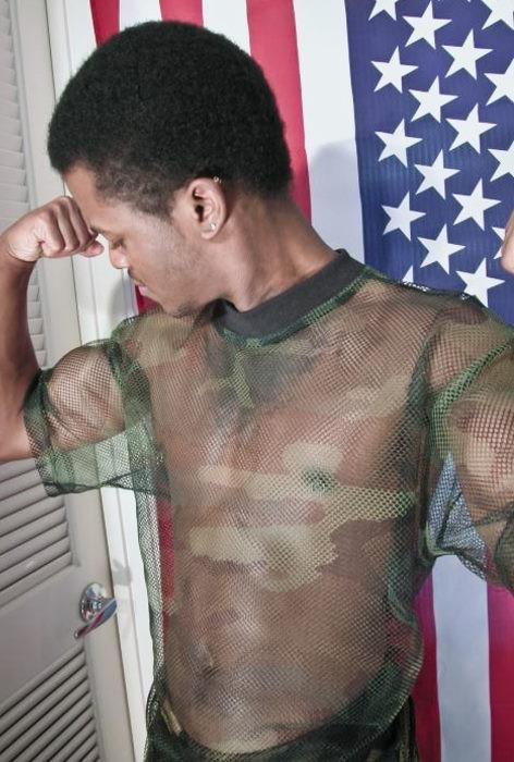 20P A black huge cock recruit enjoys stripping and showing off