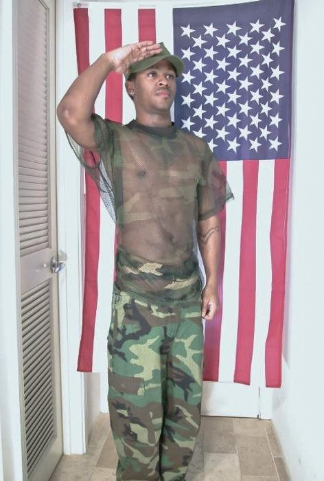 20P A black huge cock recruit enjoys stripping and showing off