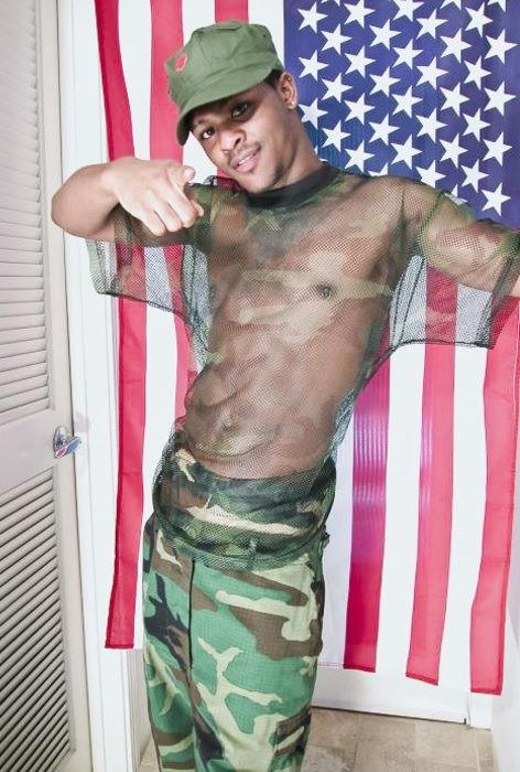 20P A black huge cock recruit enjoys stripping and showing off