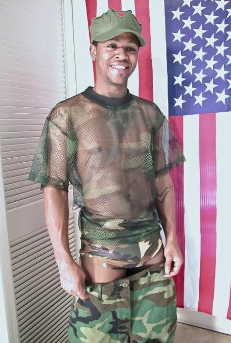20P A black huge cock recruit enjoys stripping and showing off