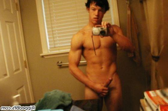 10P Topless hunk dude flex up his front and back muscles