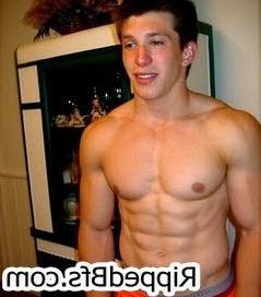 10P Topless guy is in the gym flexing up hard his muscles