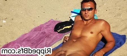 10P Hunk dude is topless flexing up hard his big muscles