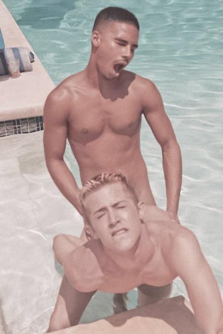 20P Latino and euro twinks mutual fingering and screwing by the pool