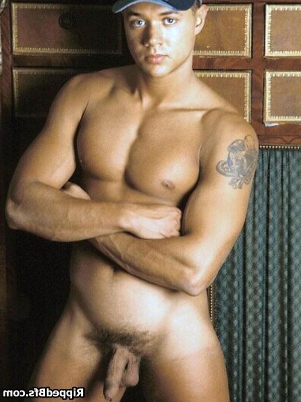 10P Hunk dude is topless flexing up hard his big muscles