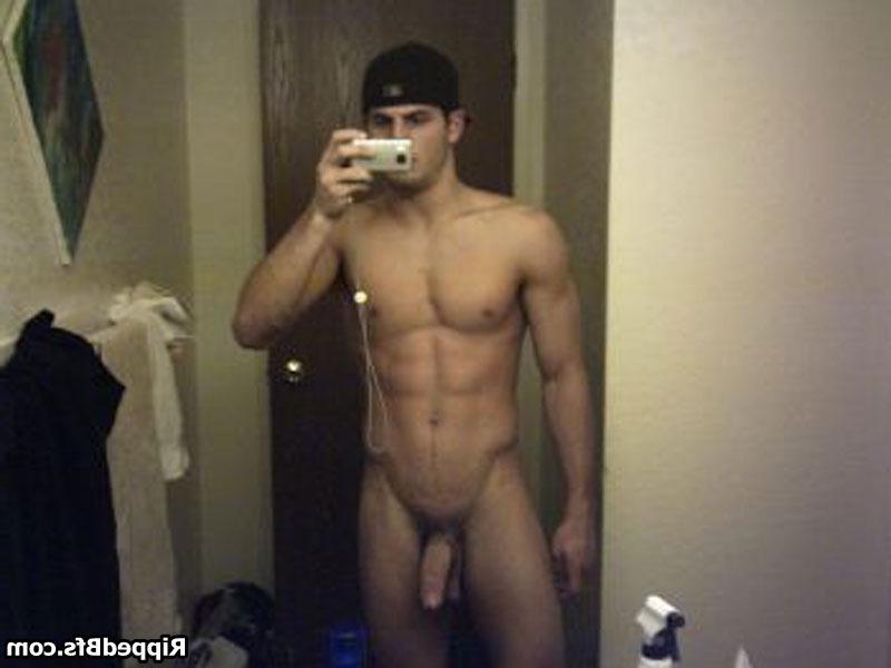 10P Hunk dude is topless flexing up hard his big muscles