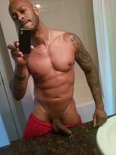 10P Toned black guy with big long cock masturbates fast