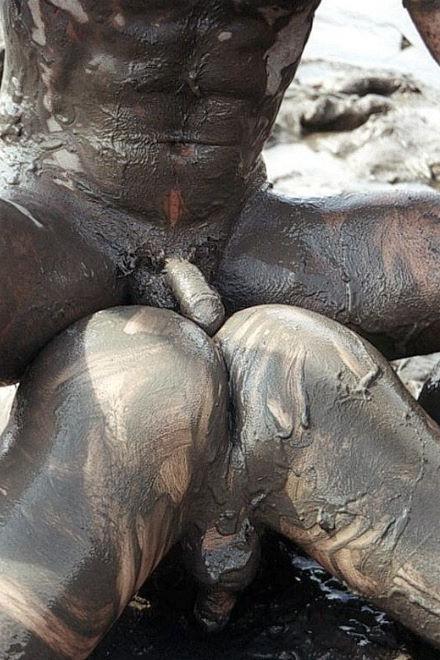 19P Two muscle dudes outdoor wrestling and pounding in the dirt