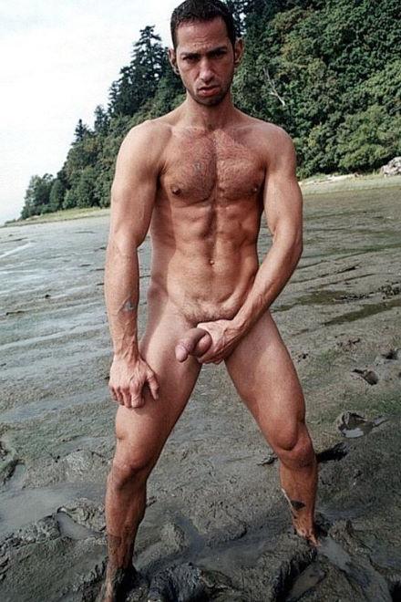 19P Two muscle dudes outdoor wrestling and pounding in the dirt