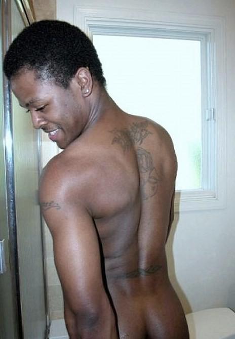 20P Ebony dude with huge cock self dildoing after taking a shower