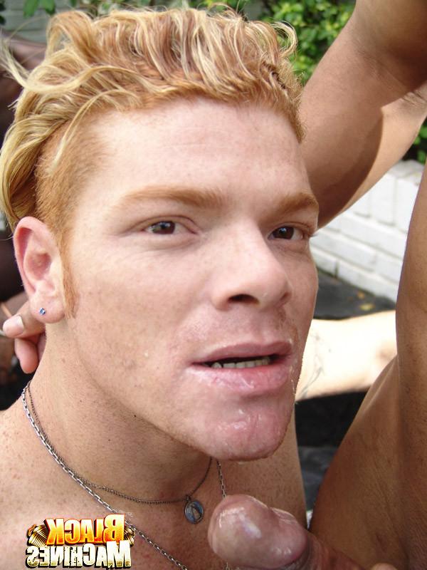 16P Redhead Irish guy sucks three big black gay cocks and gets ass-hammered outdoors