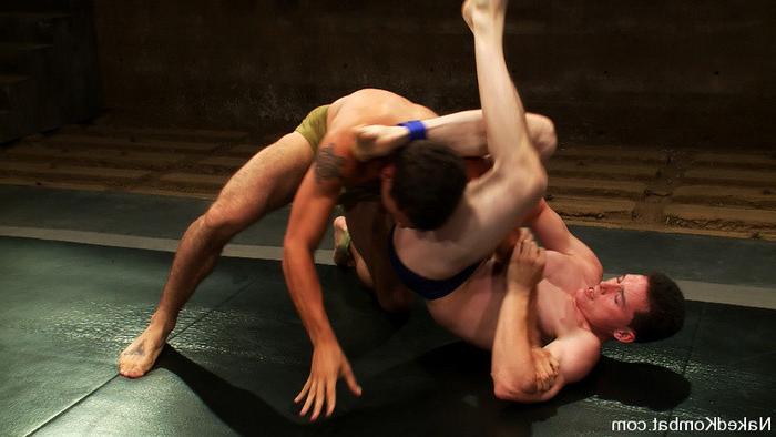 15P Two muscular gays wrestling hard