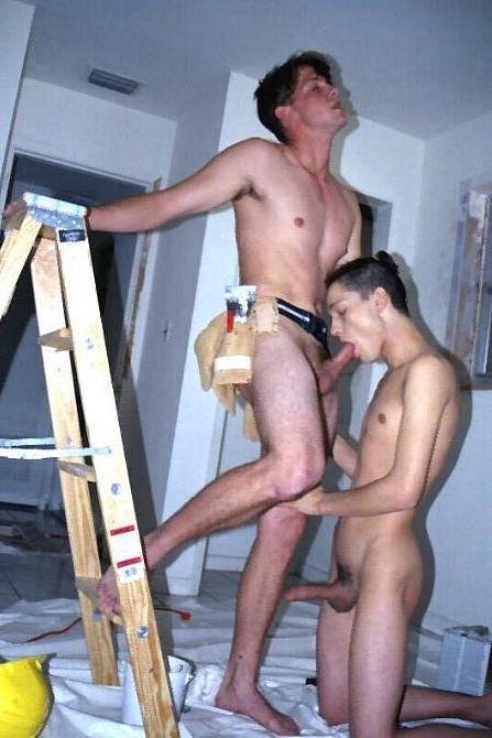 20P Two twink workers mutual sucking and fucking gusto during break