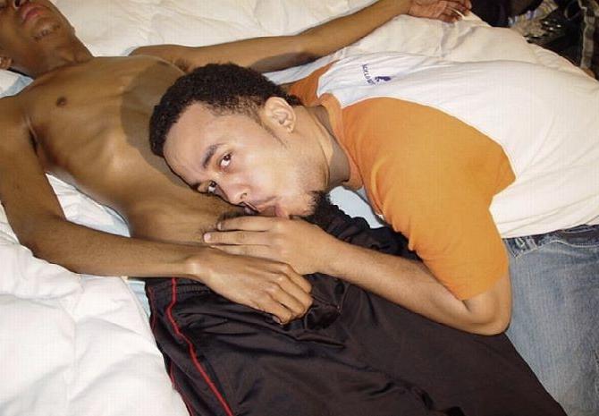 20P A latino dude sucking and getting fucked by smooth black muscle