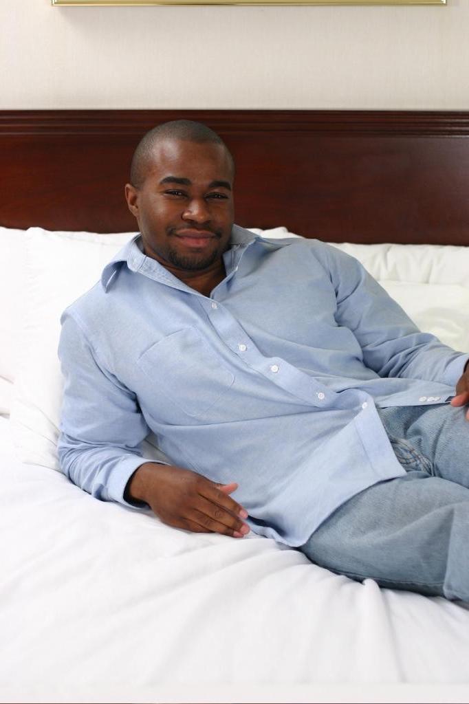 20P Horny ebony gay loves to tease while playing with his hard cock