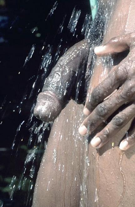 20P A black muscle gardener stripping and showing and jerking off