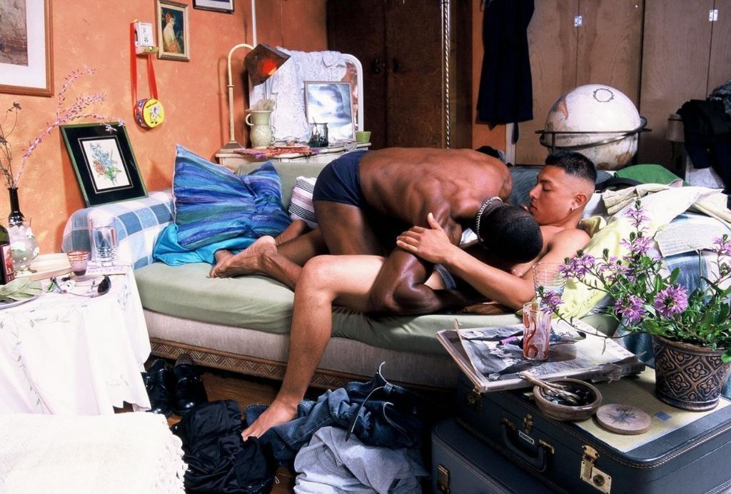 20P Ebony cock sucking horny gay ass gets pounded hard in bed