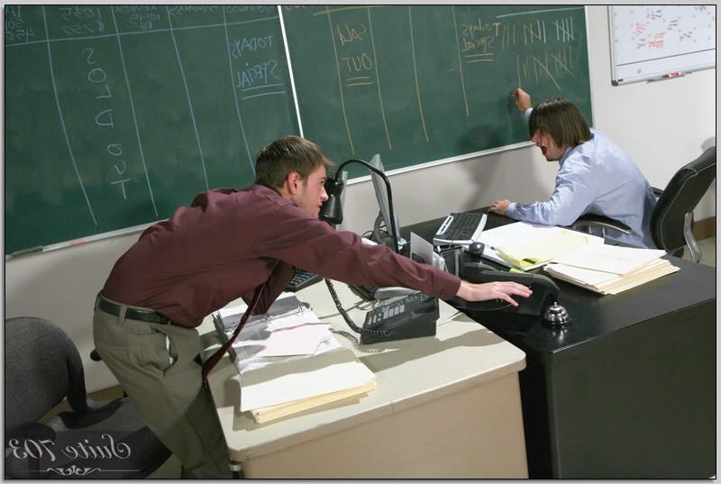 14P Two young males fucking each other in the office