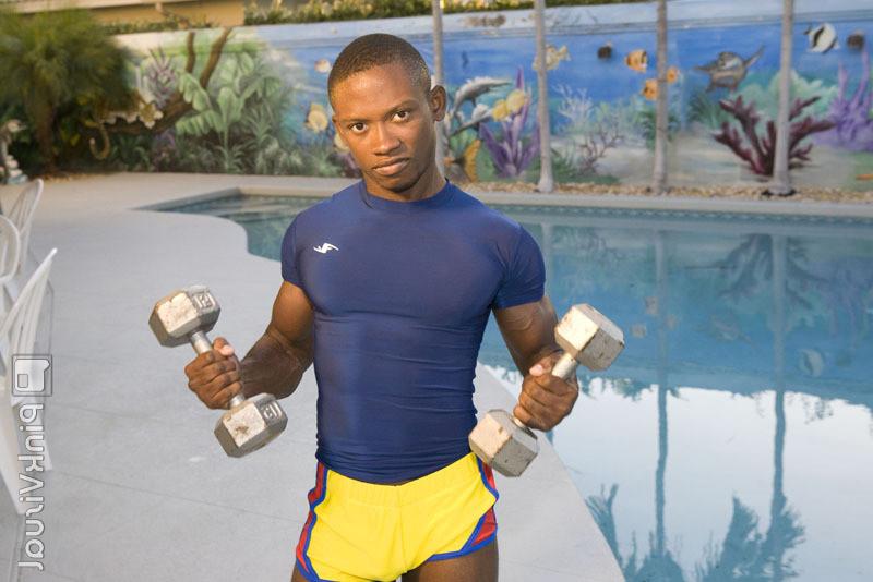 16P Hot gay sexy black muscled dude showing off his ass and cock