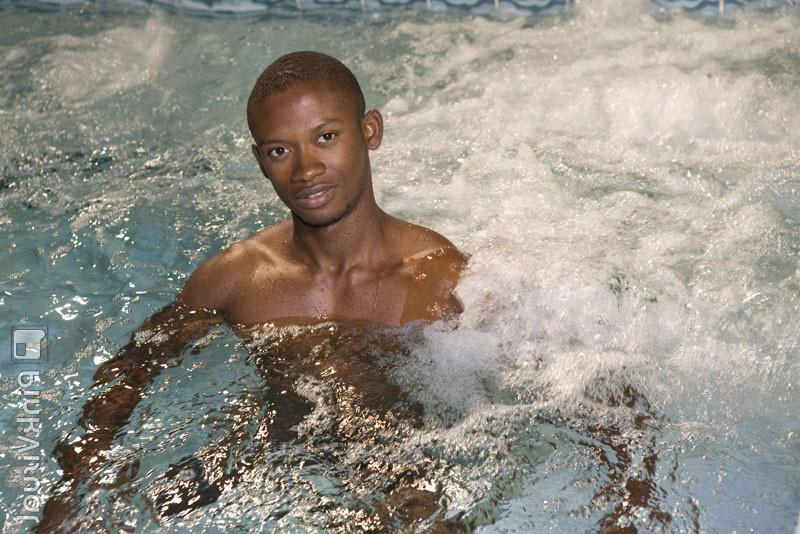 16P Hot gay sexy black muscled dude showing off his ass and cock