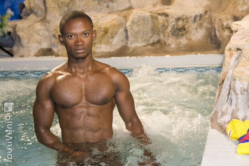 16P Hot gay sexy black muscled dude showing off his ass and cock