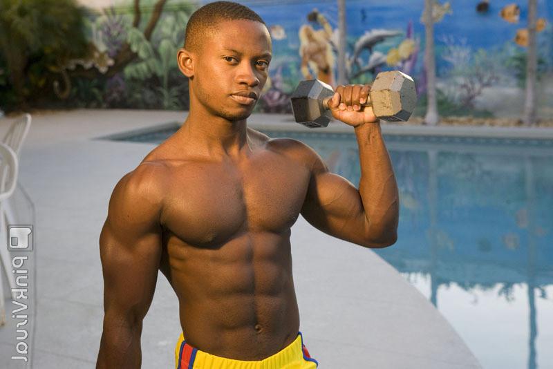 16P Hot gay sexy black muscled dude showing off his ass and cock