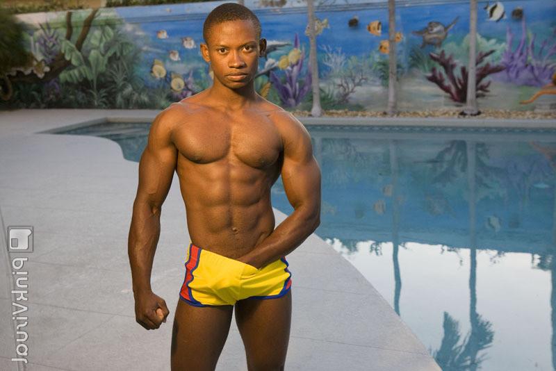 16P Hot gay sexy black muscled dude showing off his ass and cock