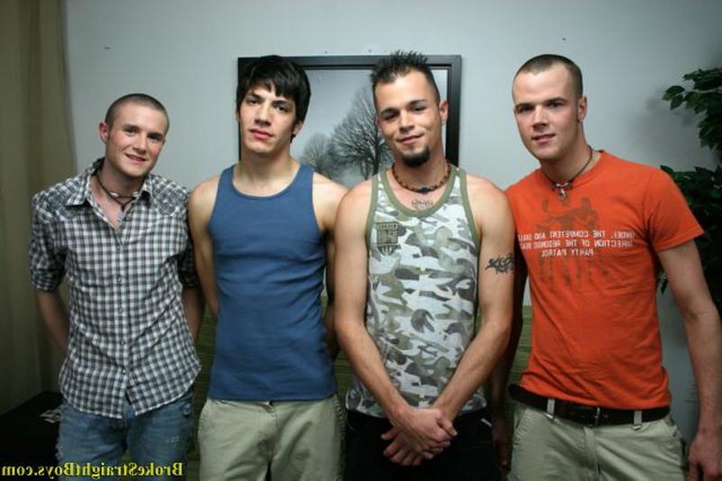 16P Four sexy gay twinks take off their clothes in white underwear