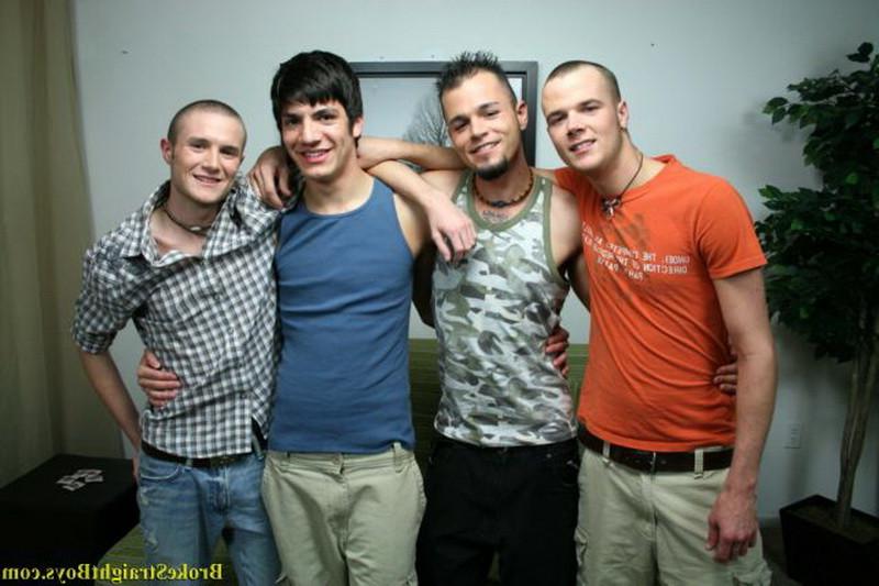 16P Four sexy gay twinks take off their clothes in white underwear