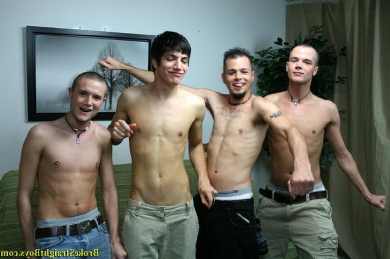 16P Four sexy gay twinks take off their clothes in white underwear