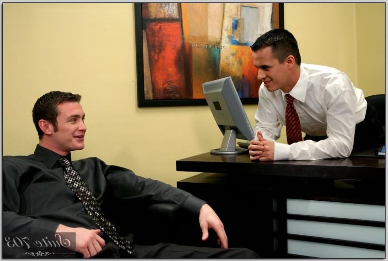 16P Three hot sexy businessmen gay studs fucking in the office