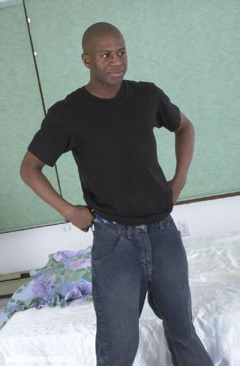 16P Young and slim black gay showing big shaft