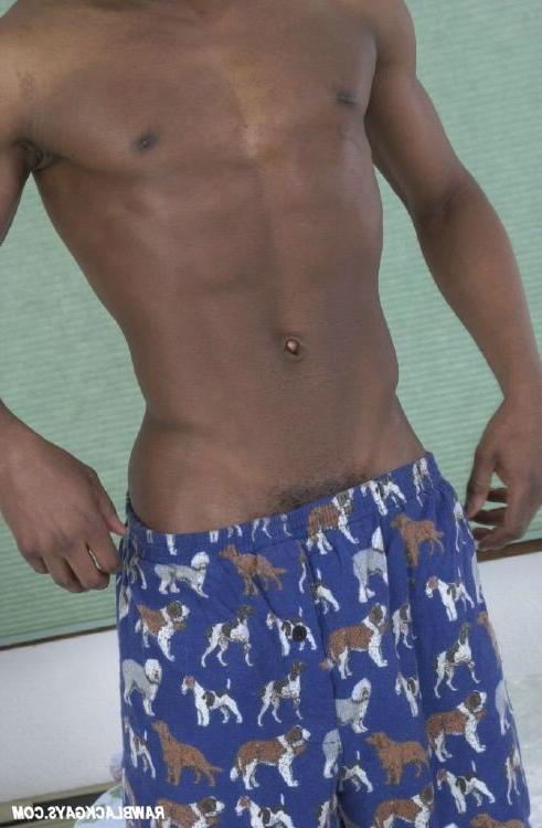 16P Young and slim black gay showing big shaft