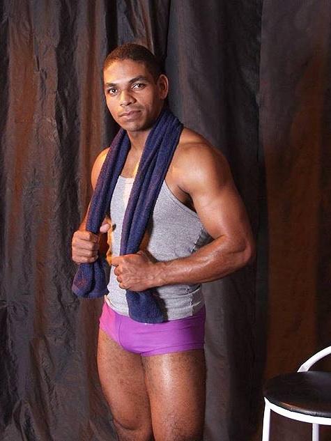 15P Muscular Gay Black Stud throbbing cock