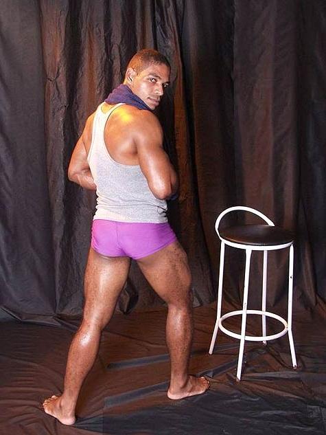 15P Muscular Gay Black Stud throbbing cock