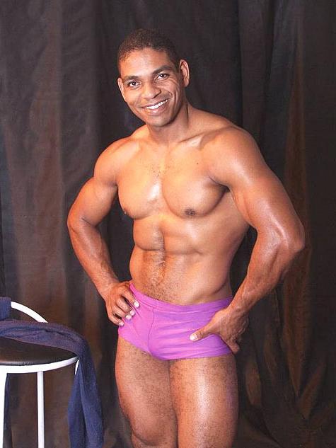 15P Muscular Gay Black Stud throbbing cock