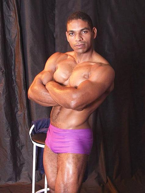 15P Muscular Gay Black Stud throbbing cock
