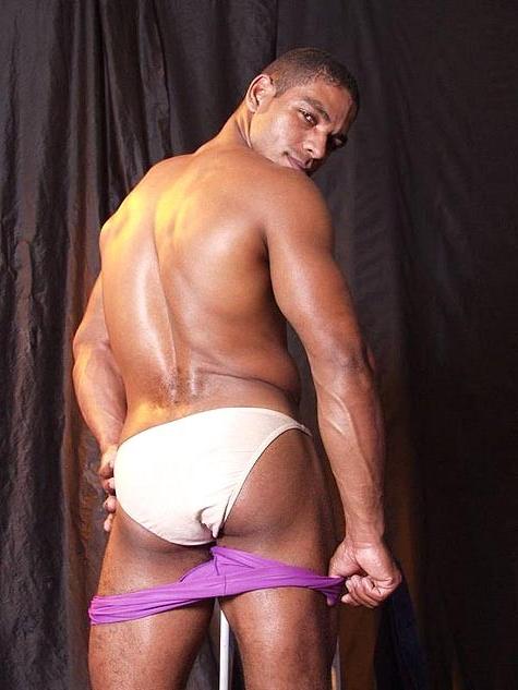 15P Muscular Gay Black Stud throbbing cock