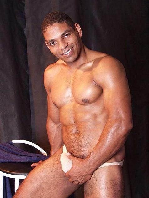 15P Muscular Gay Black Stud throbbing cock