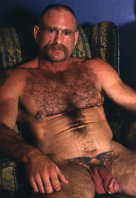 20P Naked hairy gay flashing and playing with his pierced cock