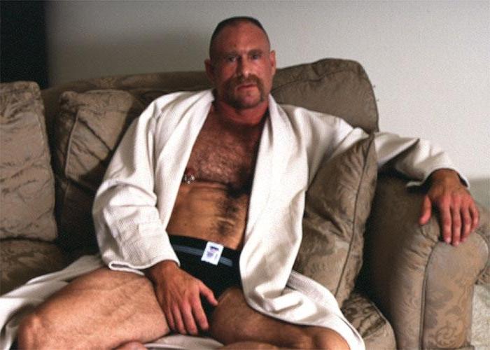 20P Naked hairy gay flashing and playing with his pierced cock