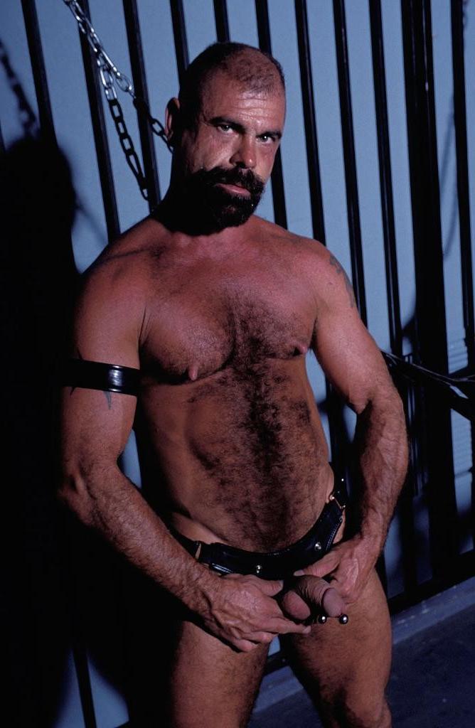 10P Horny hairy gay playing and flashing his pierced cock
