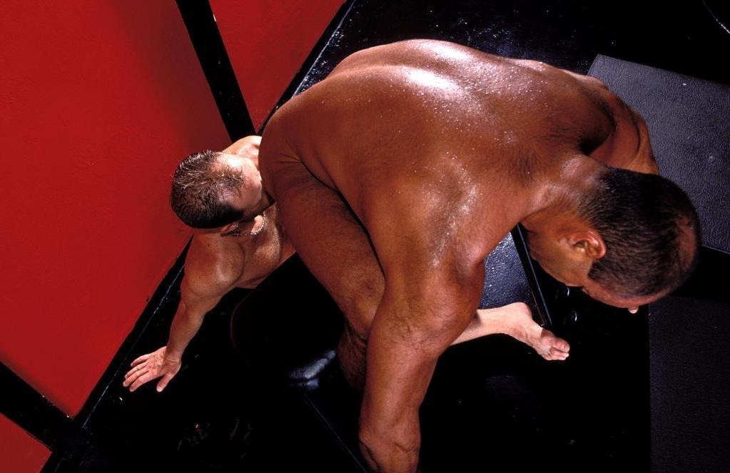 20P Naked horny ebony gay loves sucking a hard white cock